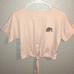 Elephant Print Knot Hem Tee